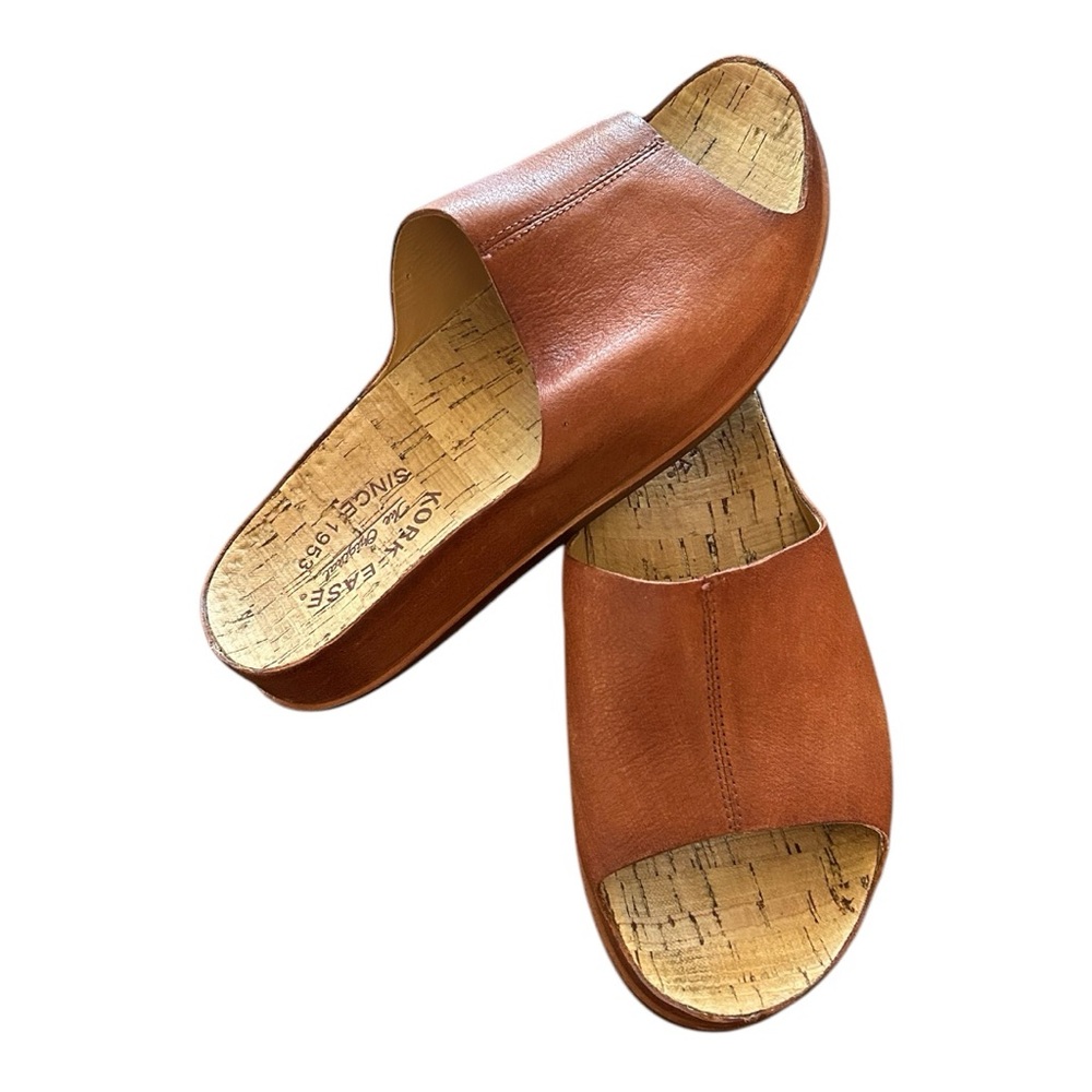 Kork-Ease Tutsi Soft Brown Leather Slip on Sandal Cork Footbed Lightweight Sz 7